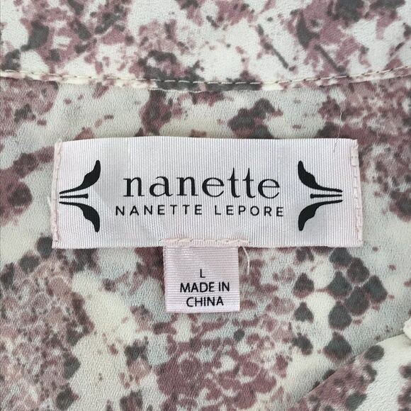 NANETTE Nanette Lepore Snakeskin Print Chiffon Blouse Women’s Size Large Sheer - Picture 8 of 10